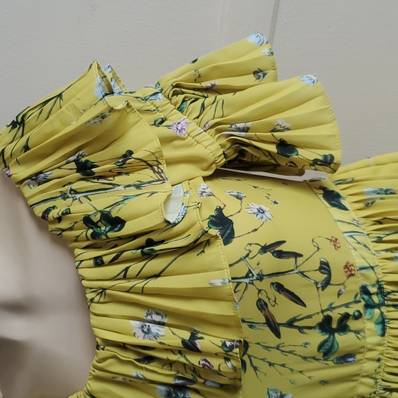 o.p.t Floral Vimmy Tiered Pleated Maxi Dress Yellow Size L - Picture 9 of 12